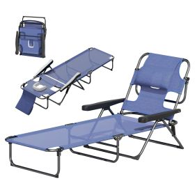 Folding Lounge Chair w/ Reclining Back, Gray