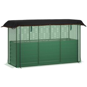 Galvanized Steel Planter Box with Crop Cage and Shade Cloth, Raised Garden Bed for Flowers, Veggies and Herbs, Green