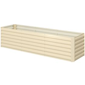 8x2x2ft Galvanized Raised Garden Bed Kit with Safety Edging for Flowers, Herbs and Vegetables, Cream White