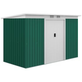 9'x4.5'x5.5' Rust Resistant Metal Garden Shed, Vented, Green/White, Perfect for Backyard Lawn Tool Storage Garden Essentials