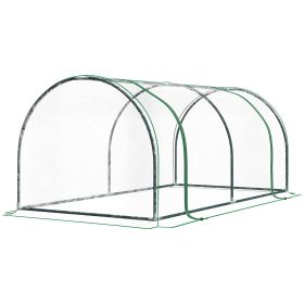7' x 3' x 2.5' Mini Greenhouse, Portable Greenhouse Hot House with 4 Zippered Doors & PVC Cover for Outdoor Garden Lawn, Clear