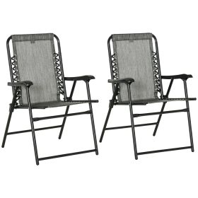 Portable Folding Camp Chairs with Armrests for Patio & Beach in Gray