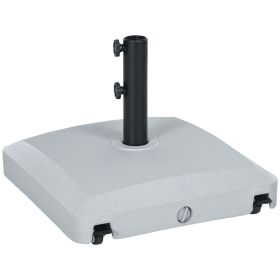 Gray Patio Umbrella Base with Wheels 53lbs Water 66lbs Sand Filled Heavy Duty Outdoor Stand Holder for Secure Placement