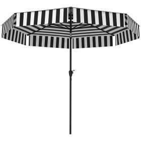 8.6FT Patio Umbrella, UPF 30+ Outdoor Market Umbrella, 2-Tier Vented Patio Table Umbrella with Crank 8 Ribs