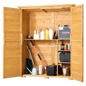Outdoor Storage Shed, Large Wooden Outside Storage Cabinet with Waterproof Roof and Metal Frame