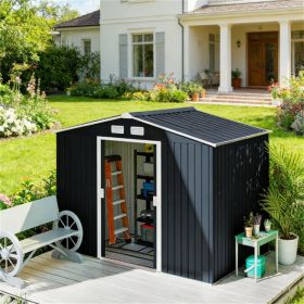 Storage shed, garden room, tool room, metal shed, light gray, dark gray