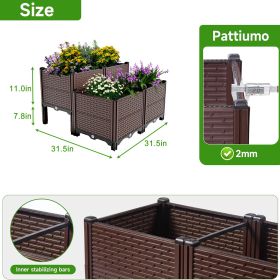 31.5x31.5x19.6in Raised Garden Beds Outdoor, Polypropylene Planter Boxes Outdoor for Vegetables, Flowers, Herbs, Garden Box with Drain Outlet