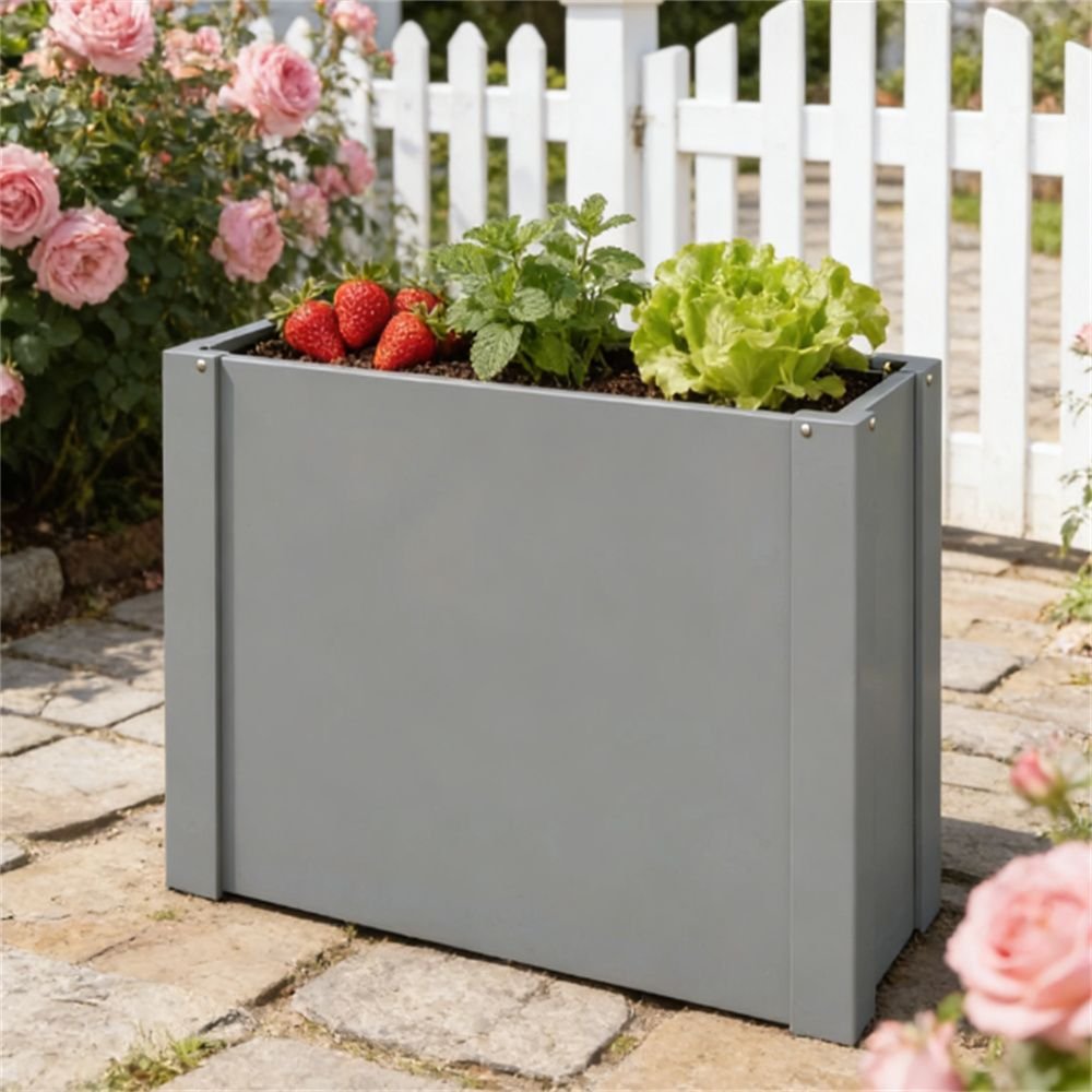 Planting Storage Box Outdoor elevated garden bed, flowerpot box, planting box, Gray