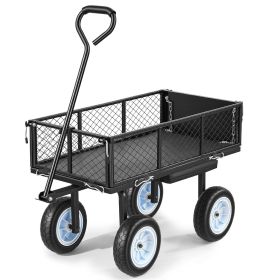 Garden Cart with Seat, 500 LBS, Rolling Steel Garden Work Seat with Wheels, Heavy Duty Gardening Stool, with Tool Tray & Adjustable Handle