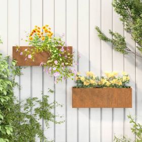 Wall Planter Set of 2 Rusty Corten Steel Medium