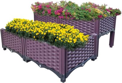 Plastic Raised Garden Bed 4 Piece Planter Grow Boxes Planter Care Box Kit for Outdoor Indoor Plants Elevated Garden Boxes Plant pots for Vegetabl