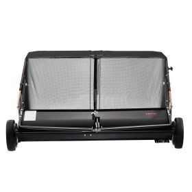 52-inch Lawn Sweeper Tow Behind, 26 cu.ft. Large Pull Behind Grass Sweeper, Heavy Duty Leaf & Grass Collector with Dumping Rope Design