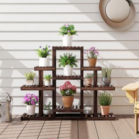 Indoor Outdoor Wood Plant Stand Multi-Tiered Corner Plant Shelf Flowerpot Holder