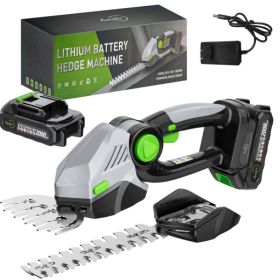 Cordless Hedge Trimmer, 2-in-1 Electric Handheld Grass Shears With 21V 2.0 Battery X2, Grass Trimmer, Mini Bush Trimmer Kit For Garden, Patio And (Option: Green)