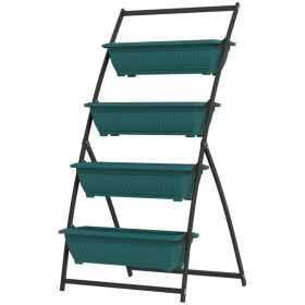 4-Tier Vertical Raised Garden Planter with 4 Boxes, Outdoor Plant Stand Grow Container for Vegetable & Flowers, Green (Option: Green-1065x260x260 mm)