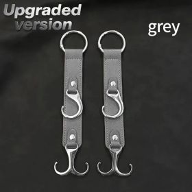 2 Pieces PU Car Hooks, Car Seat Cushion Hooks, Car Seat Back Storage Hooks, Faux Leather Car Hooks, Multi-functional Car Headrest Hooks, Car Seat (Option: Gray)