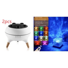 LED Water Ripple Ambient Night Light USB Rotating Projection Crystal Table Lamp RGB Dimmable Home Decoration 16 Color Gifts (Option: 3W-Set9-1PC)