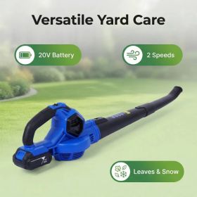 20V Cordless Leaf Blower With Battery & Charger - 2-Speed Electric Lawn & Yard Blower For Spring Lawn Care, Leaf Cleanup & Garden Maintenance (Option: Blue)
