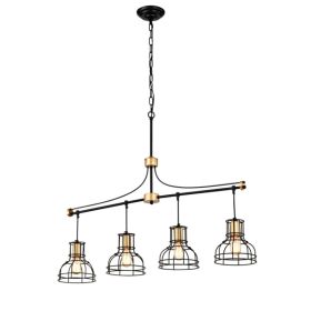 Dining Room Light Fixture Chandelier Over Table, 40-Inch Hanging For Farmhouse Linear Chandeliers,4-Light Kitchen Island Lighting,Matte Black And (Option: Matte Black)