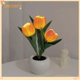 Tulip Lamp - LED Replica Tulip Table Lamp With Flower Vase For Desktop Decoration,Suitable For Home,living Room,desktop Decoration,holiday Gifts, (Option: White)