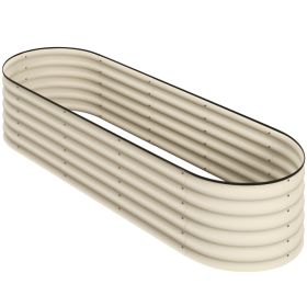 6.4' x 2' x 1.4' Galvanized Raised Garden Bed Kit, Metal Planter Box with Safety Edging, Cream (Option: Cream White-625x485x175 mm)