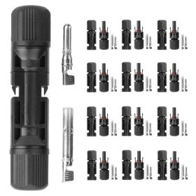 10 Pairs Solar Panel Connectors Solar Wire Adapter Male/Female IP67 Waterproof Connector (Option: Black)