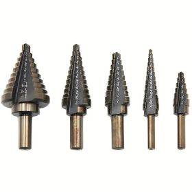 5pcs Baked Yellow Hair Black Step Drill Triangular Shank High-speed Steel Pagoda Drill Hole Opener Set (Option: 5pcs)