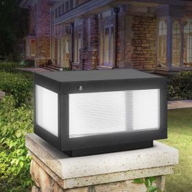 12inch Black Solar Powered LED Post Cap Light, Modern Outdoor LED Fence Light For Pathways, Decks, And Patios1-Pack (Option: Black)