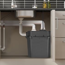 Utility Sink Pump, 1/2 HP, 120-Volt, 3500 GPH Flow, 28 Ft Head, Under-Sink Sump Pump System With 6 Gallon Basin, Automatic Utility/Laundry Sink P (Option: Black)