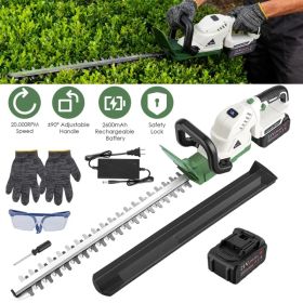 20'' Cordless Hedge Trimmer 21V Handheld Bush Trimmer Electric Grass Shrub Trimmer With Dual-Action Blades 0.6" Cutting Diameter Safety Lock ±90° (Option: BeigeArmyGreen)