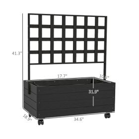 Raised Garden Bed With Trellis And Wheels, Outdoor Planter Wooden Elevated Garden Bed For Garden, Patio, Balcony (Option: Black)