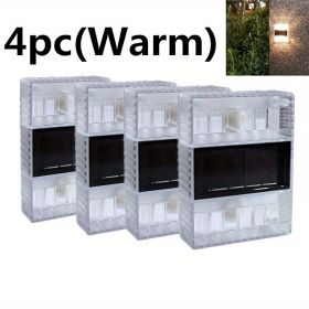 4pcs Solar Wall Lights Outdoor IP65 Waterproof LED Step Light; Solar Fence Lights For Outdoor Yard Garden Lawn Patio Courtyard Fences Driveway Pa (Color: Warm Light)