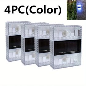 4pcs Solar Wall Lights Outdoor IP65 Waterproof LED Step Light; Solar Fence Lights For Outdoor Yard Garden Lawn Patio Courtyard Fences Driveway Pa (Color: Multi Color)