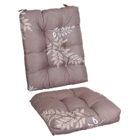 2Pcs/Set 1Pc Back Cushion and 1Pc Seat Cushion Rocking Chair Cushion Upper And Lower Back And Seat Sets (Type: Coffee_GreyLeaf, Craftsmanship: Upgraded Version)