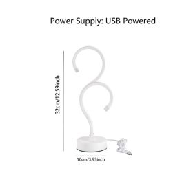 Creative Double Question Mark Elegant White Desktop Lamp, USB Power Supply - Three Color Lighting, Suitable For Bedroom (Option: White)