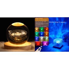 LED Water Ripple Ambient Night Light USB Rotating Projection Crystal Table Lamp RGB Dimmable Home Decoration 16 Color Gifts (Option: 3W-Set8-1PC)
